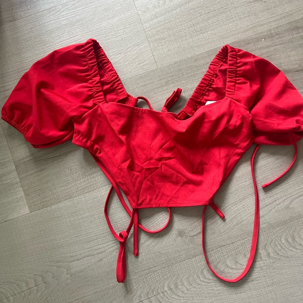 Amazon red going out crop top with open back